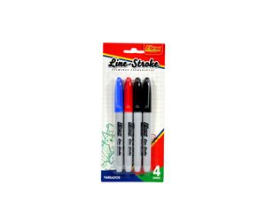 Marcadores Line Stroke Negro, Azul y Rojo x 4 Eterna