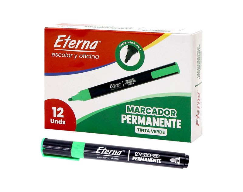 Marcador Verde Permanente x1PC punta bala 3mm Eterna-1767629185218